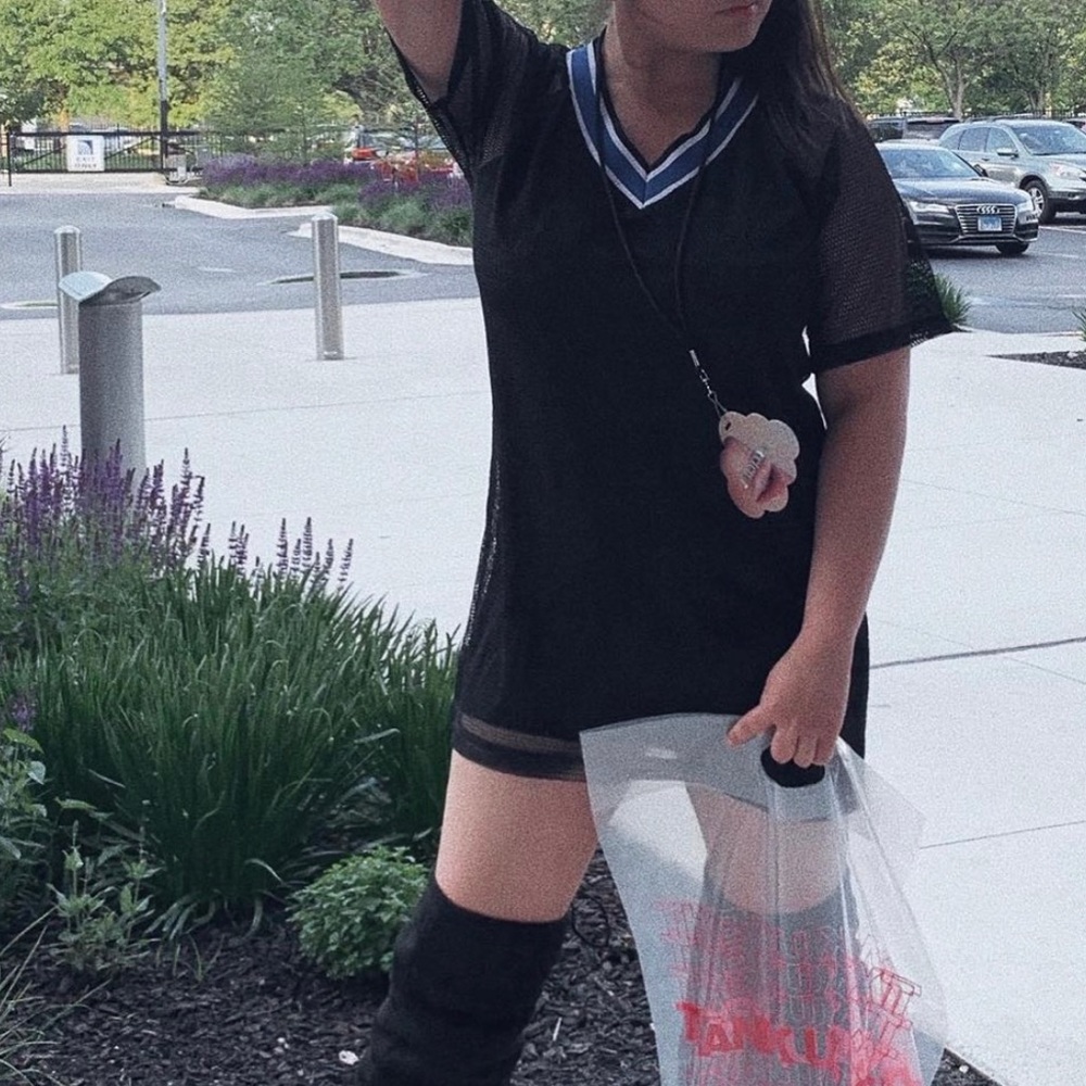 Black Net T-Shirt Dress